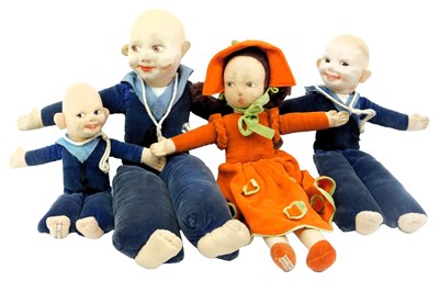 Lot 101 - Nora Wellings cloth felt and velvet dolls,...
