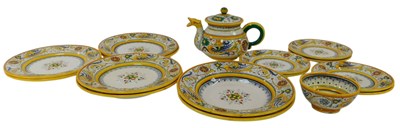 Lot 440 - A S Volpi Deruta tin glazed part tea and...