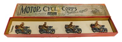 Lot 464 - A W Britain painted lead set, Motorcycle Corps,...