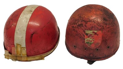 Lot 15 - Two Pudding Basin helmets, one with a Castrol...