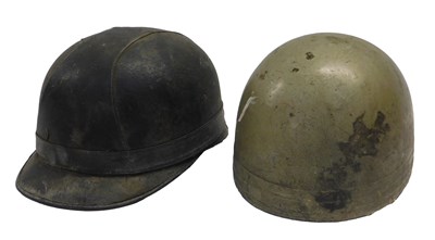 Lot 16 - A skull motorcycle helmet and a Pudding Basin...