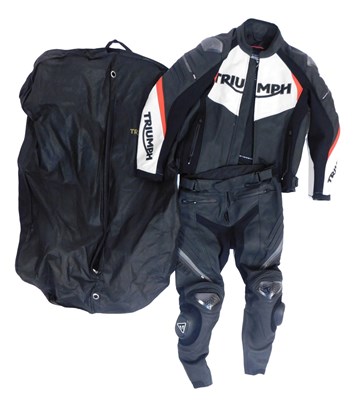 Lot 85 - A Triumph motorcycle two piece leather...
