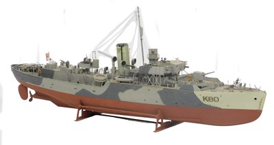Lot 736 - A scale model of HMS Bluebell, A World War II...