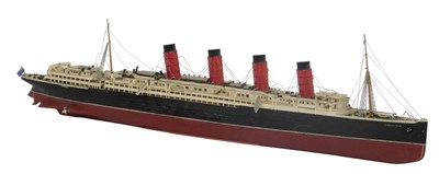 Lot 741 - A scale model of the RMS Lusitania, 68cm wide.