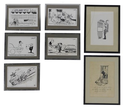 Lot 38 - Various motoring related caricature prints,...