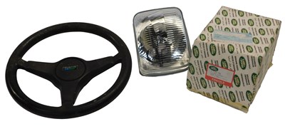 Lot 41 - An Austin steering wheel, and a Land Rover...