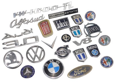 Lot 56 - Various car badges, including Skoda, BMW, VW,...