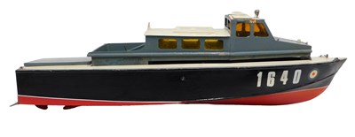 Lot 755 - A scratch built RC radio controlled boat,...