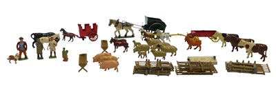 Lot 756 - A group of painted lead farm animals, together...