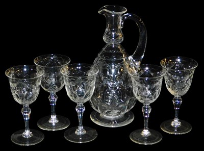 Lot 23 - A Webb cut glass claret jug, engraved with...