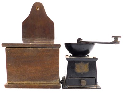 Lot 29 - A late 19thC cast iron coffee grinder, by J&J...