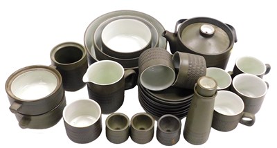 Lot 35 - A Denby dark green Chevron pattern breakfast...