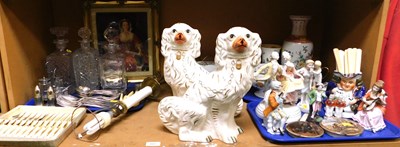 Lot 2025 - A pair of Staffordshire style spaniels, a...