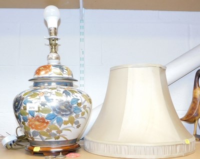 Lot 2070 - A Satsuma style ceramic table lamp, including...