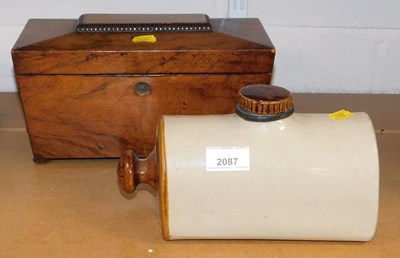Lot 2087 - A stoneware foot warmer, and a tea caddy of...