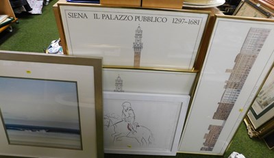 Lot 2036 - A quantity of framed architectural prints,...