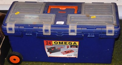 Lot 2107 - An Omega portable toolbox, containing various...