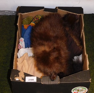 Lot 2108 - A fur stole, plus other clothing.