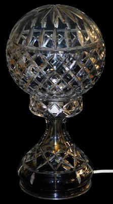 Lot 52 - A cut glass table lamp and cover, the cover of...