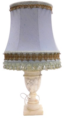 Lot 53 - An alabaster table lamp, of vase and cover...
