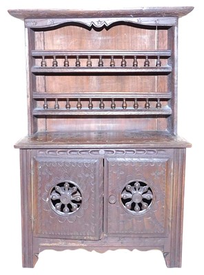 Lot 59 - A Breton miniature oak dresser, circa 1900,...