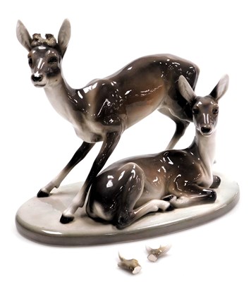 Lot 66 - A Goldscheider Art Deco figure of two deer,...