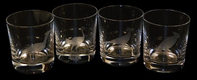 Lot 71 - Four Rowland Ward cut glass tumblers, engraved...