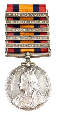 Lot 76 - A Queen's South Africa medal, with clasps for...