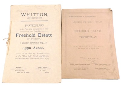 Lot 97 - Two 1919 Lincolnshire estate auction...