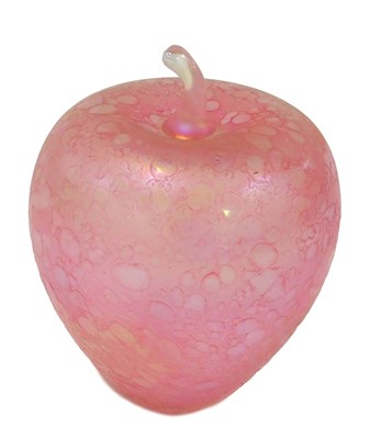 Lot 202 - A pink iridescent glass apple, possibly by...