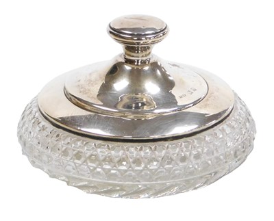Lot 112 - A George V cut glass and silver mounted powder...