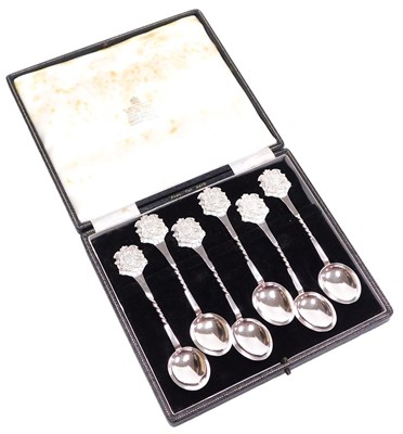 Lot 107 - A set of six George V silver coffee...