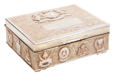 Lot 116 - A 20thC Malay silver cigarette box, embossed...