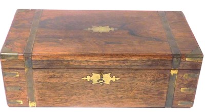 Lot 170 - A Victorian rosewood and brass bound box, with...