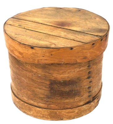 Lot 180 - A Vintage wooden cheese box and lid, of...