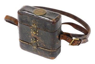 Lot 3 - A 19thC leather bound gun cartridge case, by...