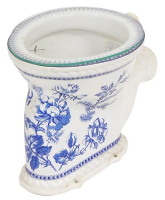 Lot 14 - A late 19thC pottery toilet, printed in blue...