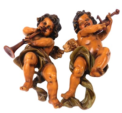 Lot 188 - A pair of Continental painted wooden figures...