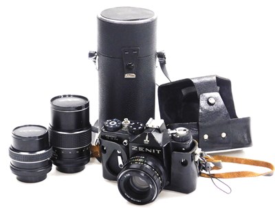 Lot 340 - A Zenit TTL Olympic camera, with a Helios 44m...
