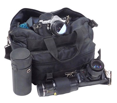 Lot 217 - A Pentax ME Super camera, P30 camera, together...