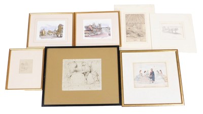 Lot 213 - English School three mid 19thC charcoal...