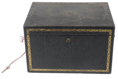 Lot 275 - A 19thC ebonised box, possibly a humidor, with...
