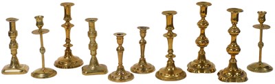Lot 304 - Five pairs of Georgian and later brass...