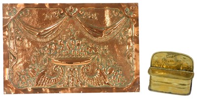 Lot 306 - A late 19thC copper plaque, embossed with a...