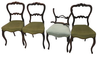 Lot 1148 - A set of four Victorian rosewood balloon back...