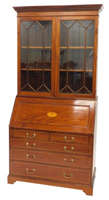 Lot 371 - An Edwardian mahogany and chequer banded...
