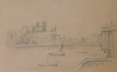 Lot 188 - 19thC British School. River scene, Palace of...