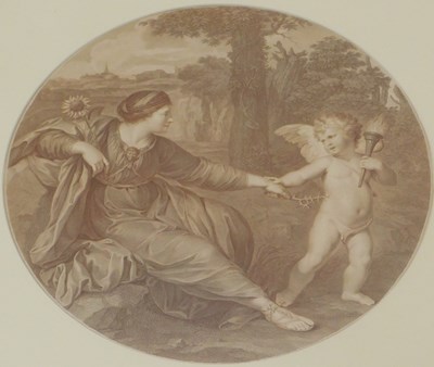 Lot 212 - After Angelica Kauffman. Maiden and cherubs,...