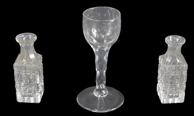 Lot 75 - A late 18thC wine glass, with a swag engraved...
