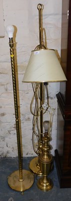 Lot 1031 - A pair of brass effect standard lamps, 150cm,...